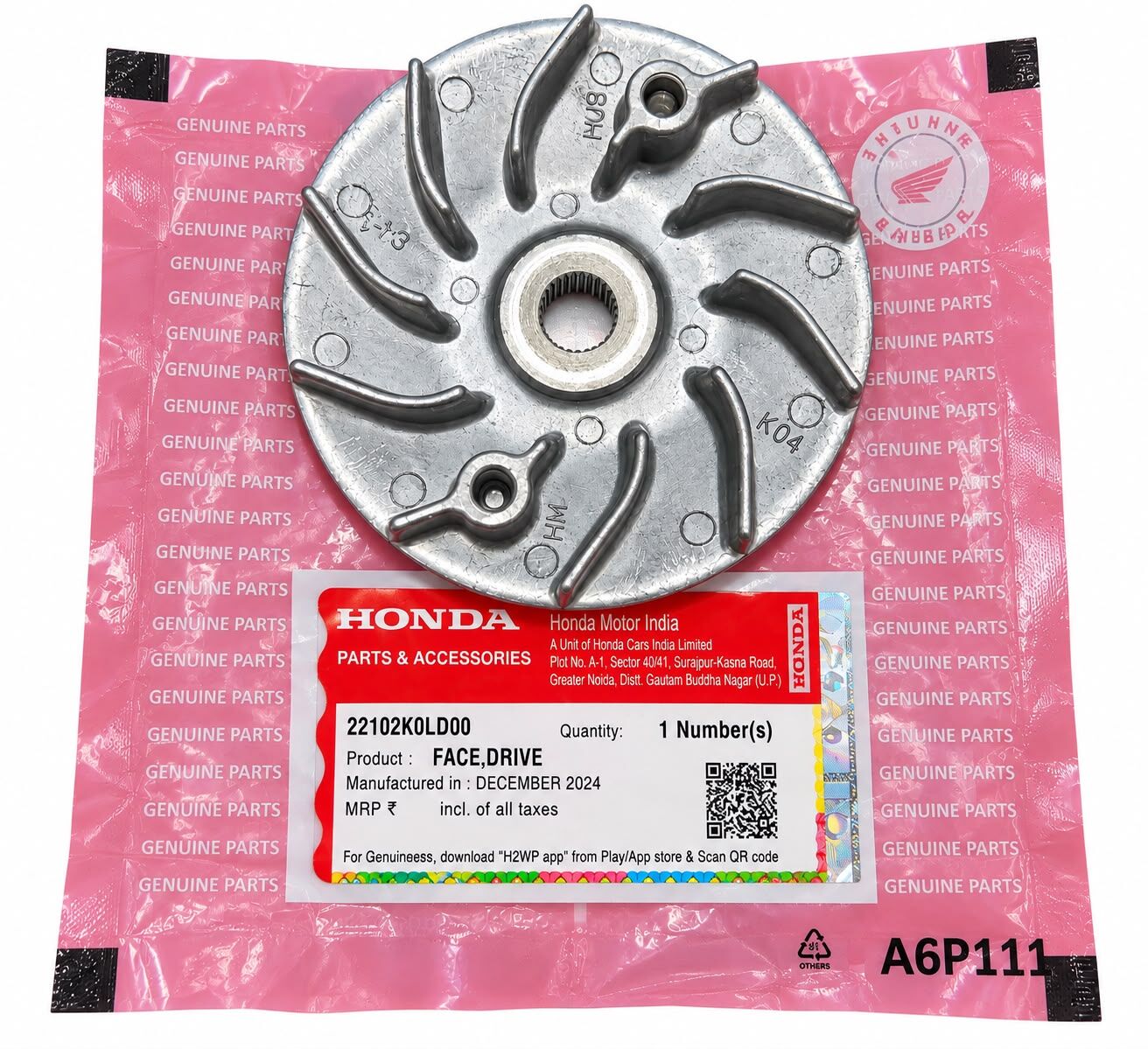 HONDA DİO 110 ÖN VARYATÖR PERVANESİ ORJİNAL 2023 2025 22102-K0L-D00