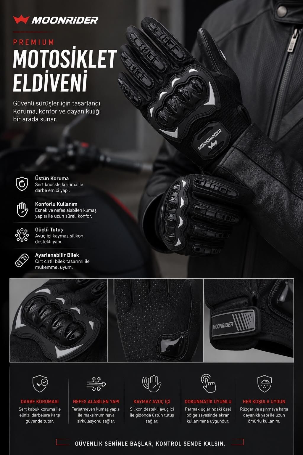 Moonrider Premium Motosiklet Eldiveni