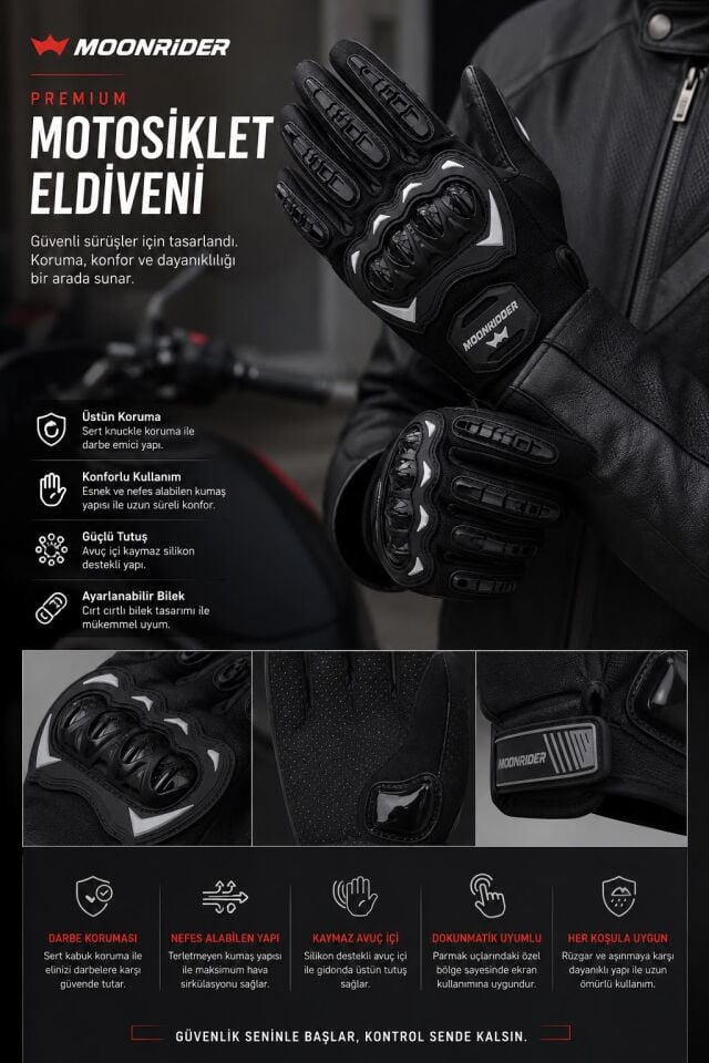 Moonrider Premium Motosiklet Eldiveni