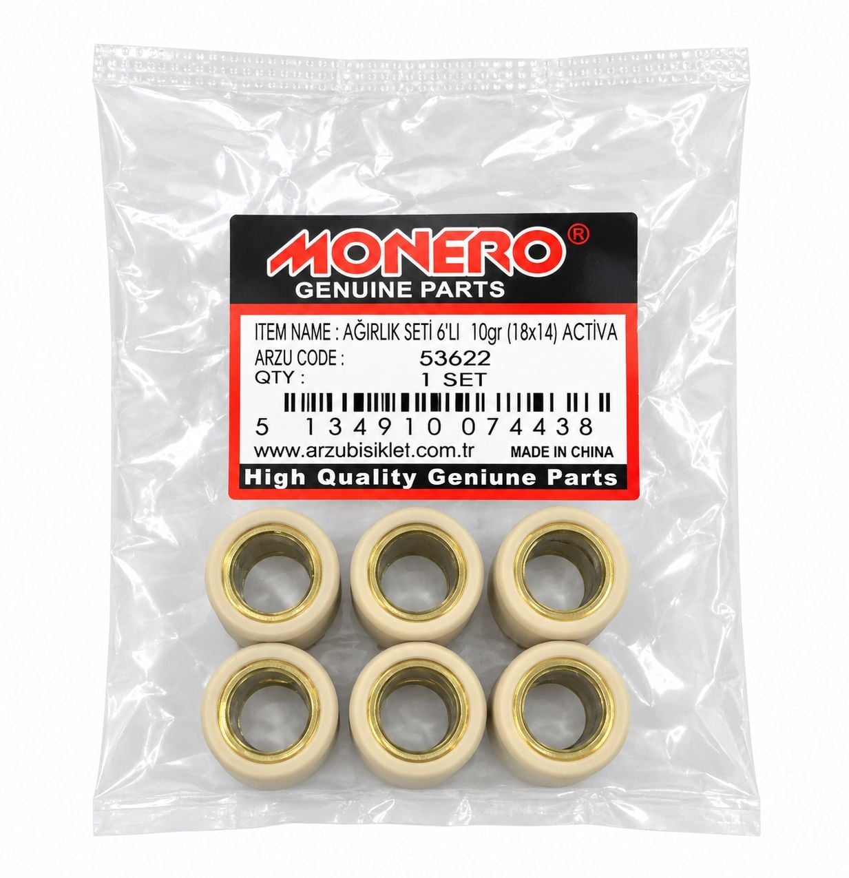 HONDA ACTIVA 125 AĞIRLIK SETİ 6 lı ( 10gr 18x14 ) MONERO
